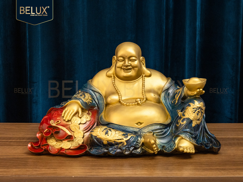 Tượng Phật Di Lặc bằng đồng decor dài 41cm